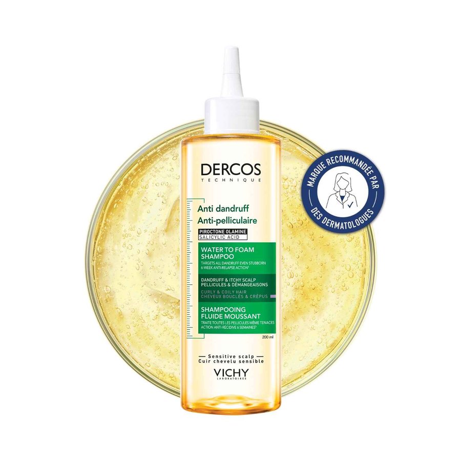 DERCOS Shampooing Fluide Moussant Anti-pelliculaire cheveux bouclés et crépus
