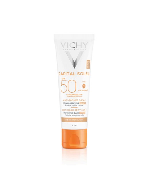 CAPITAL SOLEIL SOIN ANTI-TACHES TEINTÉ 3-EN-1 SPF 50+
